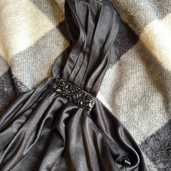 BCBGMAXAZRIA One Shoulder Little Black Dress With Jewel detail. Size Large - Picture 6 of 15